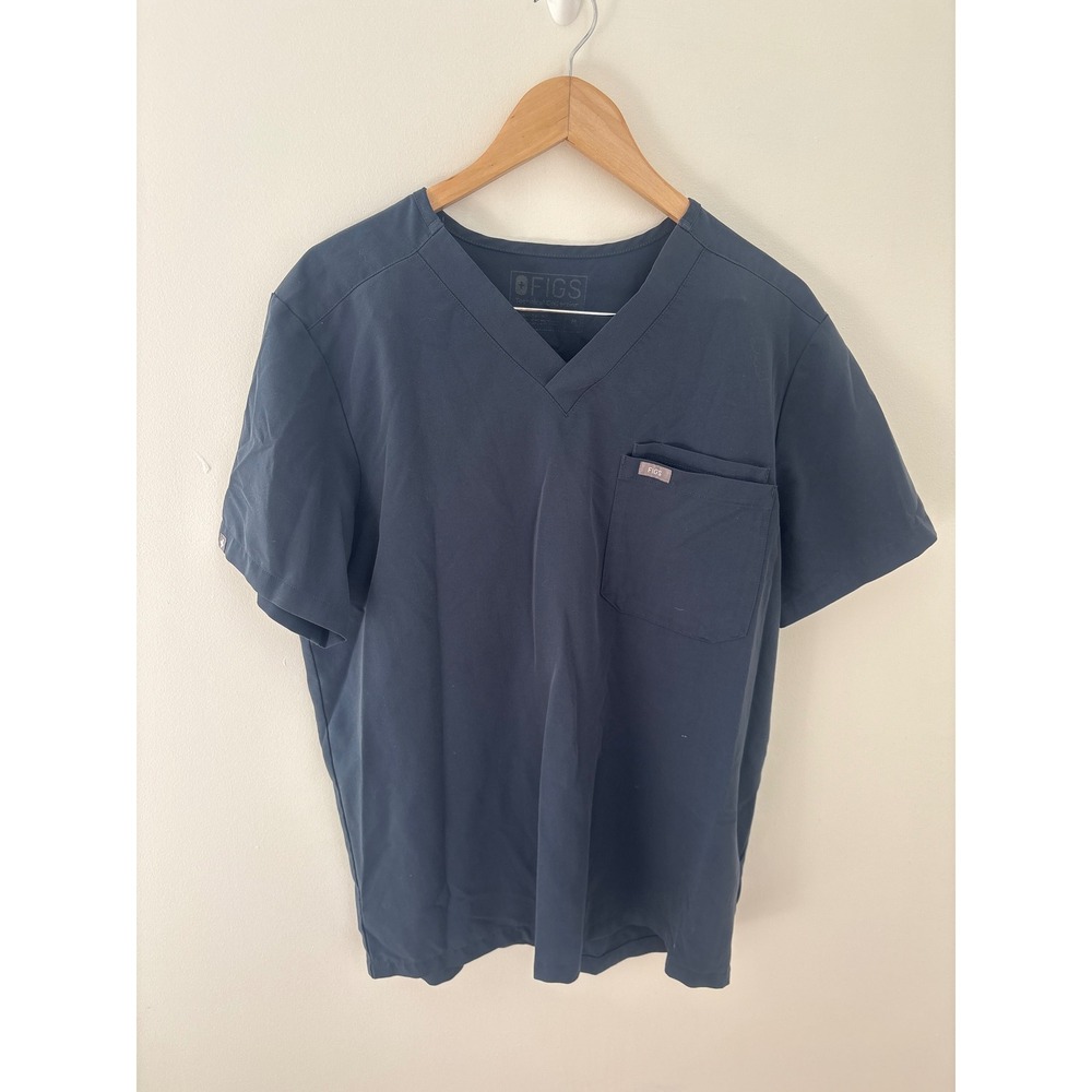 FIGS Technical Collection Navy Blue V-Neck Scrub Top Size‎ Medium Pocket